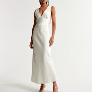 Abercrombie & Fitch Cream Slip Dress V-Neck Backless